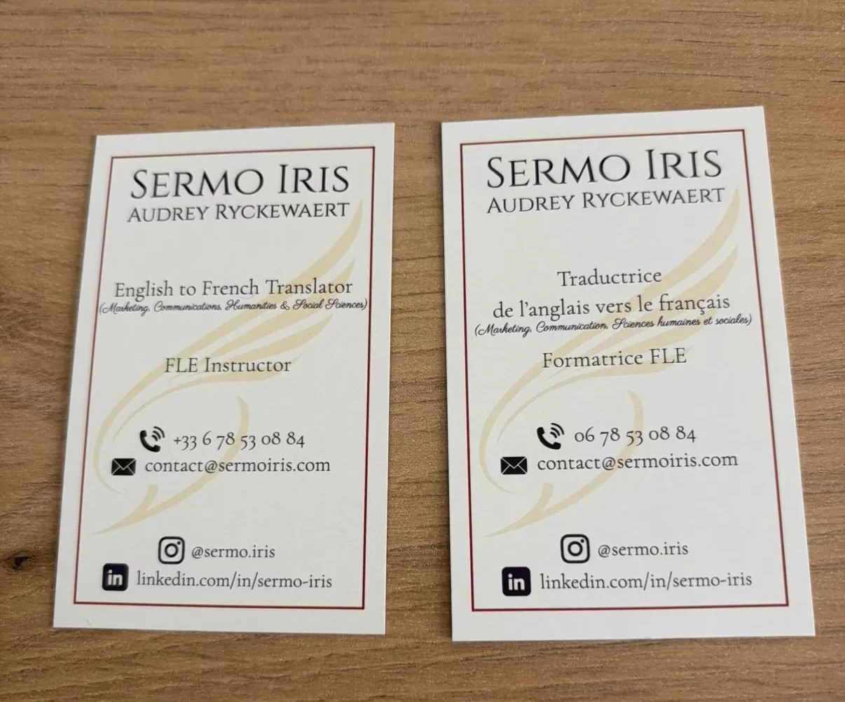 verso carte de visite Sermo Iris