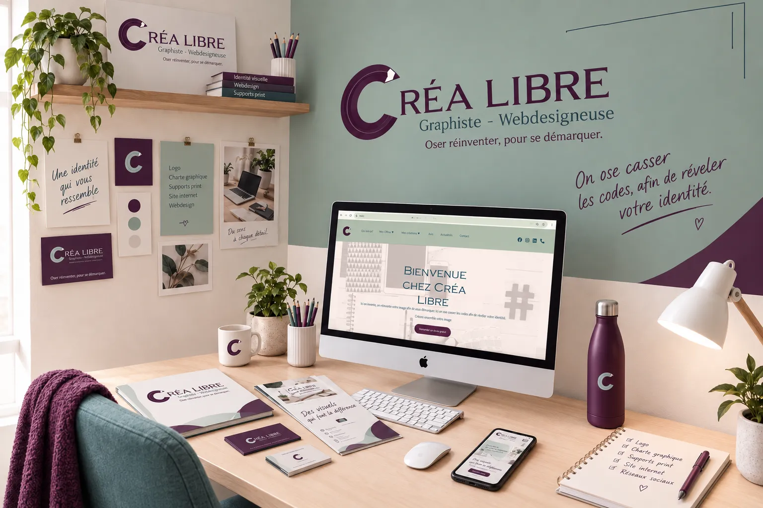 communication visuelle d'entreprise, mais en avant les différents outils d communication et Créa Libre